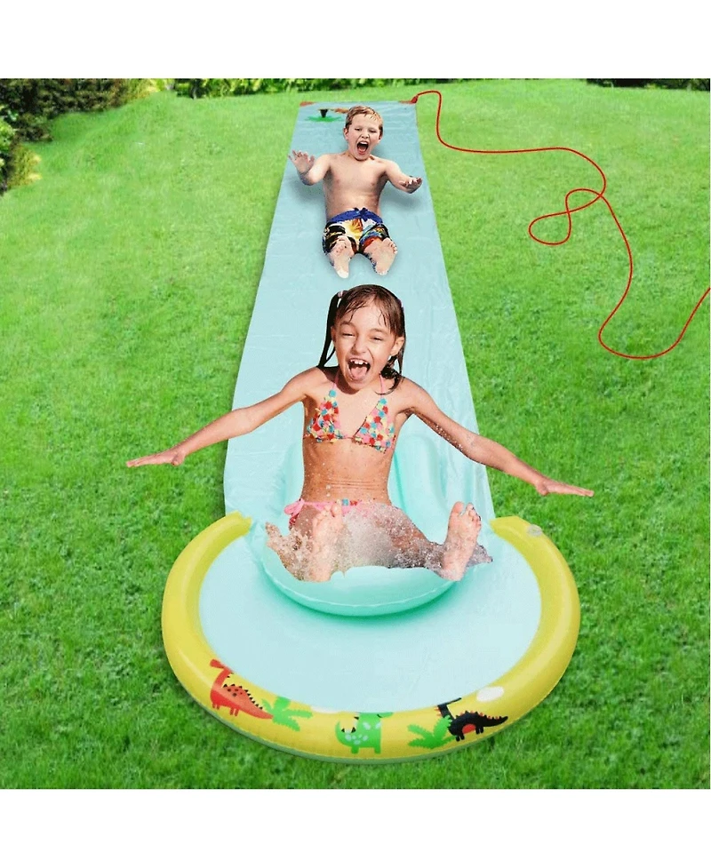 Hoovy Giant 16 Foot Kids Backyard Water Splash Slip and Slide Toy with Bodyboard