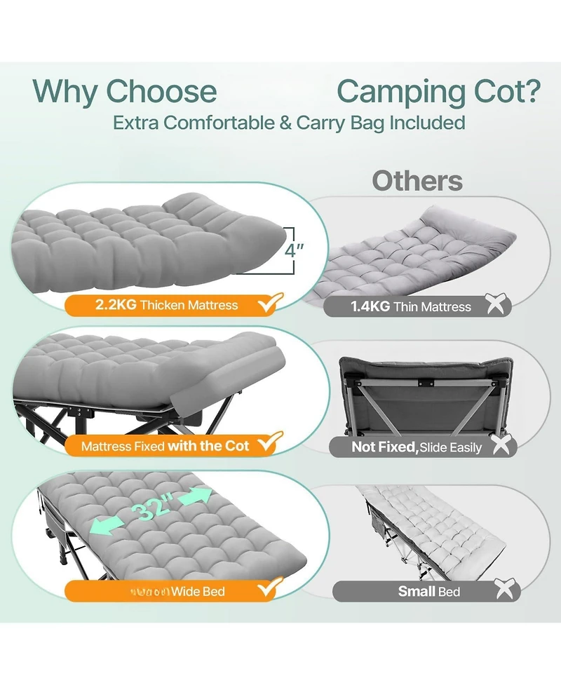 Folding Camping Sleeping Mattress Portable Heavy Duty Pillow Oxford Carry Bag Adults Travel Nap