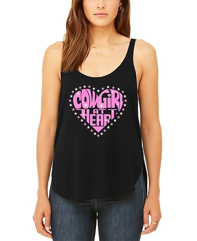 La Pop Art Women's Cowgirl at Heart Premium Word Flowy Tank Top