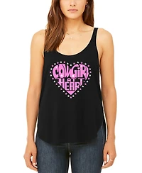 La Pop Art Women's Cowgirl at Heart Premium Word Flowy Tank Top