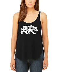 La Pop Art Women's Yellowstone Bear Premium Word Flowy Tank Top