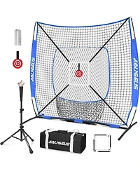Aoligeijs Baseball Softball Practice Net,Pitching Net,Batting Net,with Baseball Tee,Bonus Strike Zone,Target and Bow Frame,for Hitting,Pitching