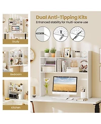 Gouun Desktop Bookshelf Countertop Storage Hutch with 6 Adjustable Shelves, 37 x 9.5 x 33.5