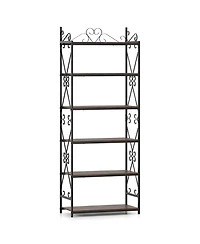 Gouun 6-Tier Industrial Bookshelf with Metal Frame and Anti-Tipping Kits, 27.5 x 14 x 71.5