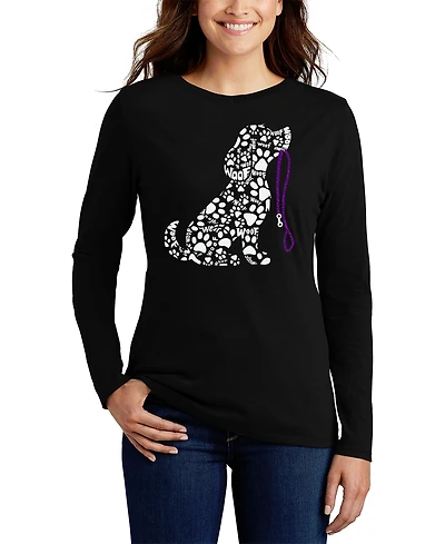 La Pop Art Women's Dog Leash Word Flowy T-Shirt