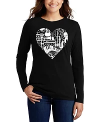 La Pop Art Women's Musical Instrument Heart Word Flowy T-Shirt