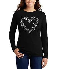 La Pop Art Women's Sheet Music Heart Word Flowy T-Shirt
