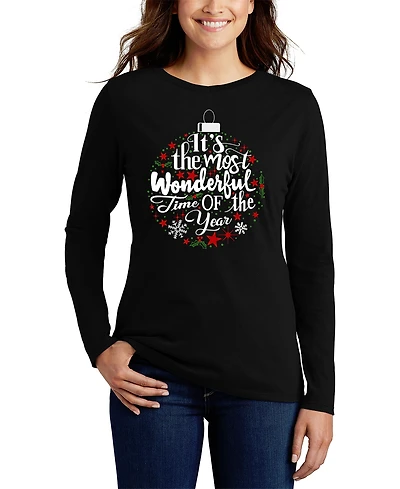 La Pop Art Women's Christmas Ornament Word Flowy T-Shirt