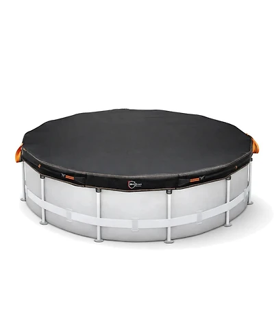 Ic Iclover ft Round Pool Cover for Above Ground Pools, 500D Waterproof Heavy-Duty Protector with Windproof Straps
