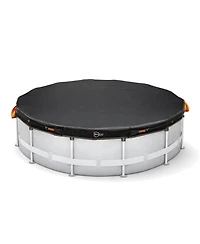 Ic Iclover ft Round Pool Cover for Above Ground Pools, 500D Waterproof Heavy-Duty Protector with Windproof Straps