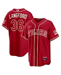 Nike Men's Wyatt Langford Red Texas Rangers 2026 City Connect Stadium Jersey