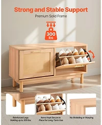 Gouun Rattan-Style Entryway Shoe Bench with Flip Drawers