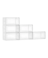 Gouun Stackable Clear Shoe Organizer Boxes with Magnetic Door, 6 Pack, Us Size 13