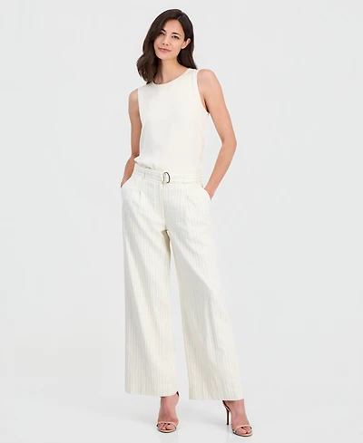 T Tahari Women's High-Rise Belted Wide-Leg Pants