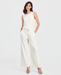 T Tahari Women's High-Rise Belted Wide-Leg Pants