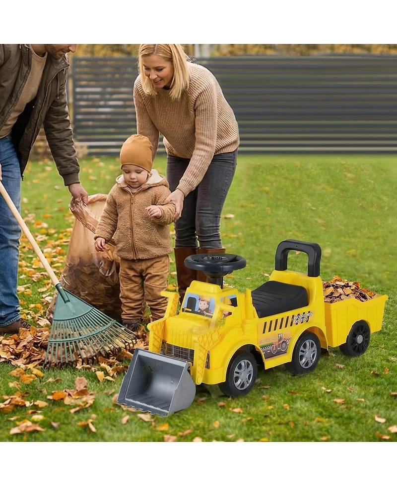 Slickblue Ride On Digger Truck with Shovel and Hidden Under Seat Storage