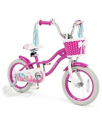 Slickblue Kids Bike with Basket and Streamers