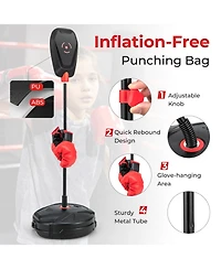Kuyotq Inflation-Free Boxing set with Punching Bag and Boxing Gloves Quick Rebound Design