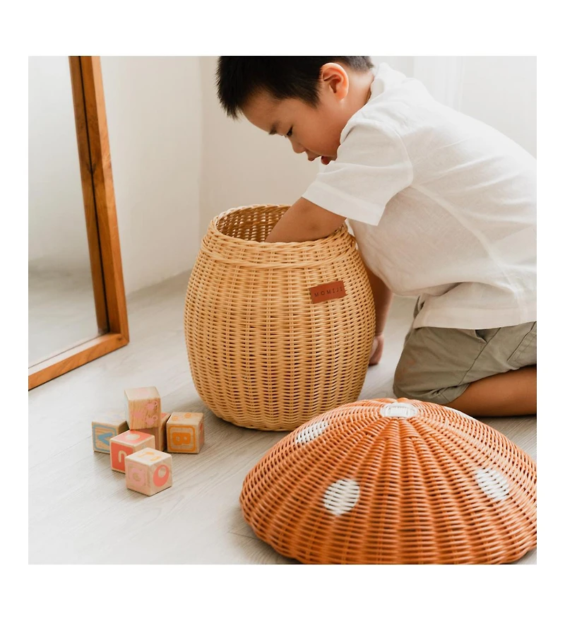 Momiji Mushroom Handcrafted Rattan Storage Basket - Wicker