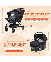 Baby Trend Sit N' Stand Double Stroller with Ez-Lift Car Seat (2 Pack), Stormy