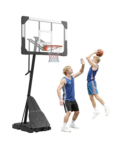 Mecale Portable Basketball Hoop, 8.04-10 ft Height Adjustable Stand with 44" Pc Backboard, Outdoor/Indoor Goal System