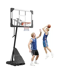 Mecale Portable Basketball Hoop, 8.04-10 ft Height Adjustable Stand with 44" Pc Backboard, Outdoor/Indoor Goal System