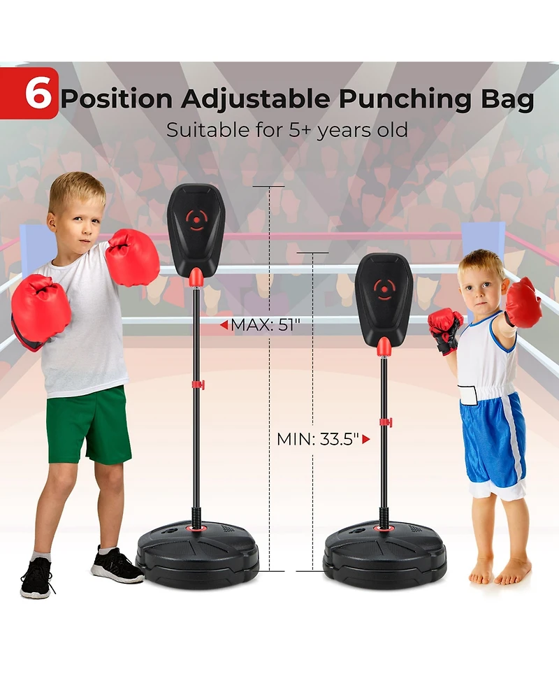 Costway Kids Punching Bag with Stand Height Adjustable Boxing Equipment with Gloves
