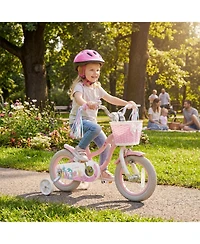 Slickblue Adjustable Kids Bike with Front Basket and Streamers