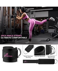 Sportneer Barbell Pad Set, 10 Pc Squat Pad Kit with Ankle Straps, Lifting Straps & Bands