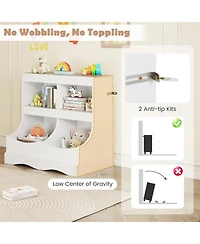 Gouun 4-Cubby Kids Bookcase and Toy Organizer with Spacious Countertop