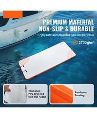 Mecale 15 x 6 Ft Inflatable Floating Dock Platform with Non-Slip Surface and Ladder