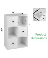 Gouun 3-Tier Cube Bookshelf with Drawers and Wall Anchor