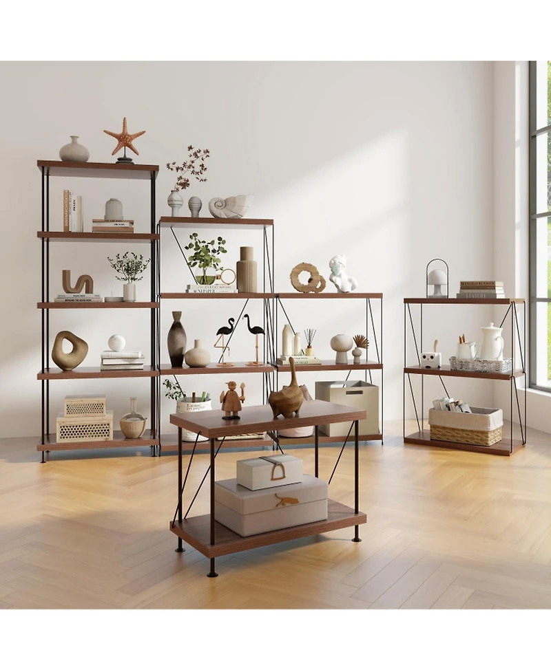 Gouun Tall 5-Tier Bookshelf with Metal Frame and Adjustable Foot Pads