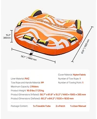 Mecale 1-2 Rider Towable Tube for Boating 340 lbs with Rear Fins