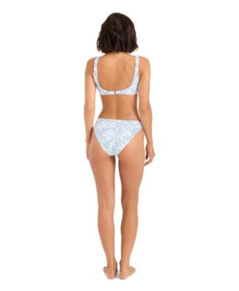 Volcom Womens Printed Scoop Neck Bikini Top Floral Print Full Coverage Bottoms