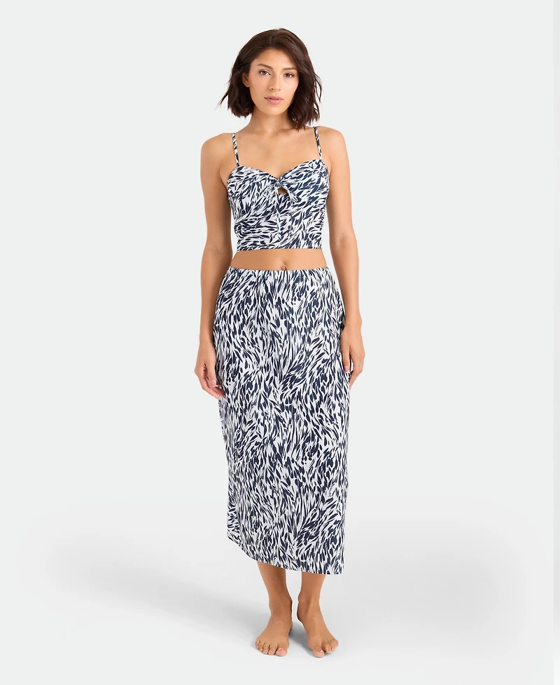 Volcom Women's Abstract Print Midi Swim Cover-Up Skirt