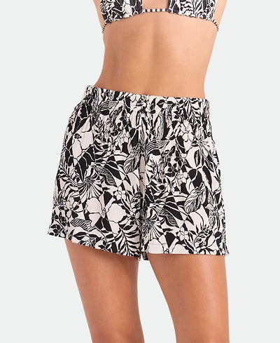 Volcom Women's Tropical Print Pull-On Swim Cover-Up Shorts