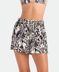 Volcom Women's Tropical Print Pull-On Swim Cover-Up Shorts