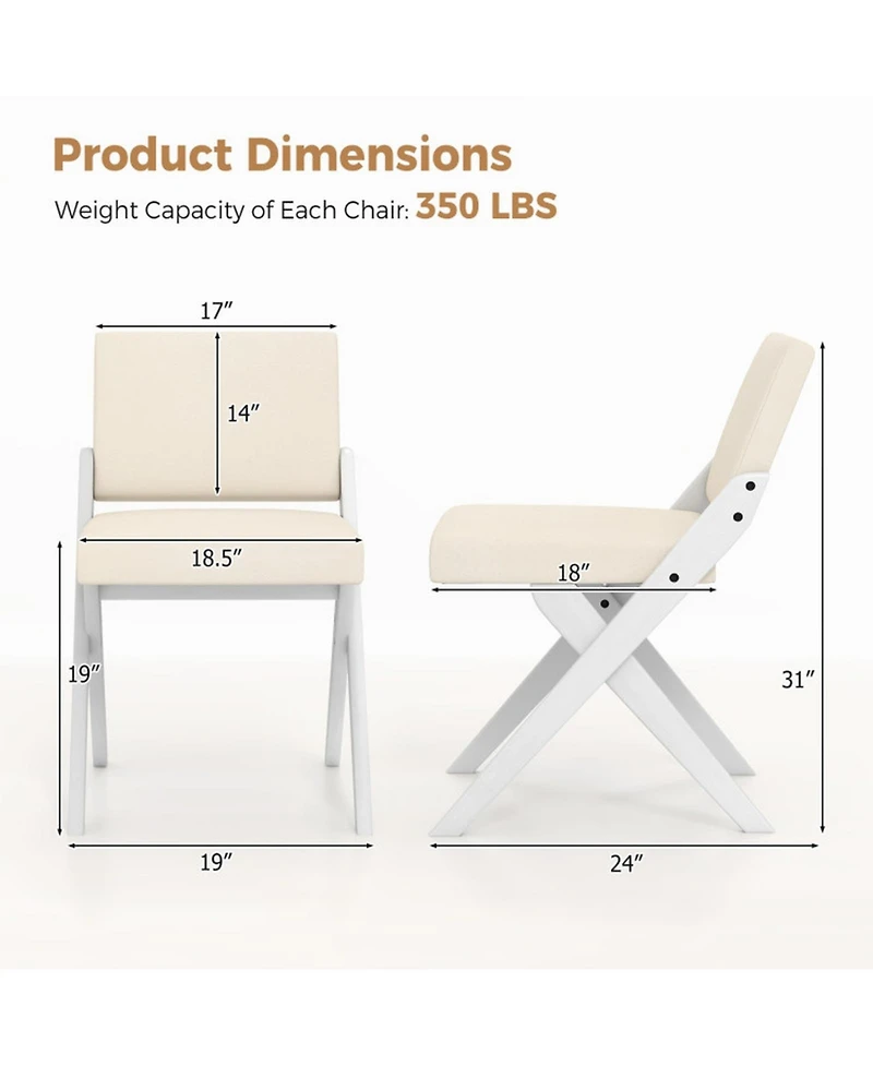 Gouun Set of 2 Wooden Dining Chairs with Rubber Wood Frame and Padded Cushions