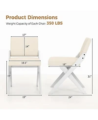 Gouun Set of 2 Wooden Dining Chairs with Rubber Wood Frame and Padded Cushions