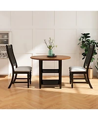 Gouun Set of 2 Padded Kitchen Side Chairs with Solid Wood Legs and High Back