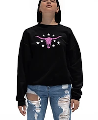 La Pop Art Women's Cowgirl Cowskull Word Crewneck Sweatshirt