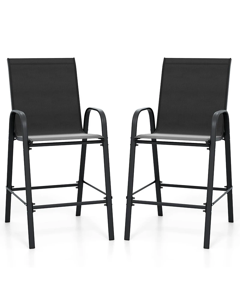 Gouun 29-Inch Fabric Bar Height Stools Set of 2 with Armrests