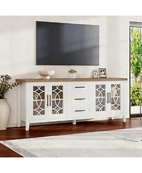 Gaomon Farmhouse Tv Stand, Entertainment Center for 75 Inch Tv, Media Console Tablefor Living Room, Bedroom, Grey
