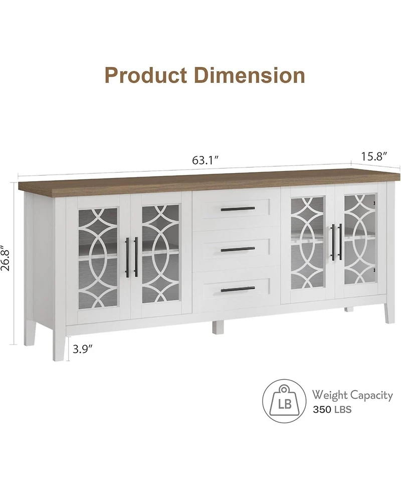 Gaomon Farmhouse Tv Stand, Entertainment Center for 75 Inch Tv, Media Console Tablefor Living Room, Bedroom, Grey