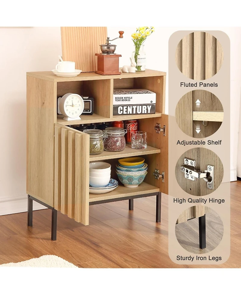 gaomon Buffet Cabinet Sideboard with Adjustable Shelves and Iron Legs Modern Industrial Storage Accent