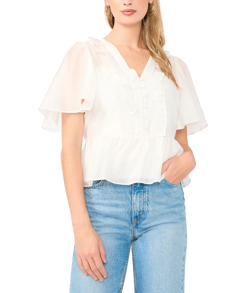 Vince Camuto Women's Flutter-Sleeve V-Neck Top