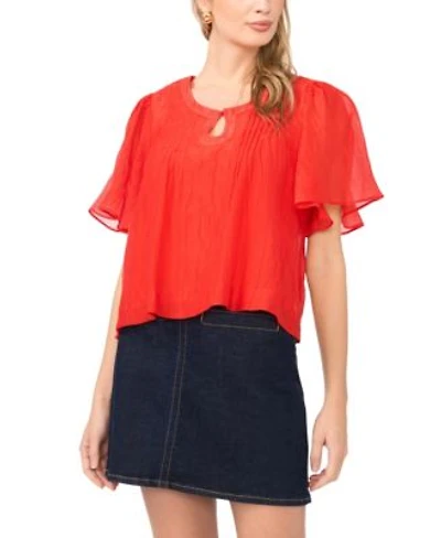 Vince Camuto Womens Front Cutout Flutter Sleeve Blouse