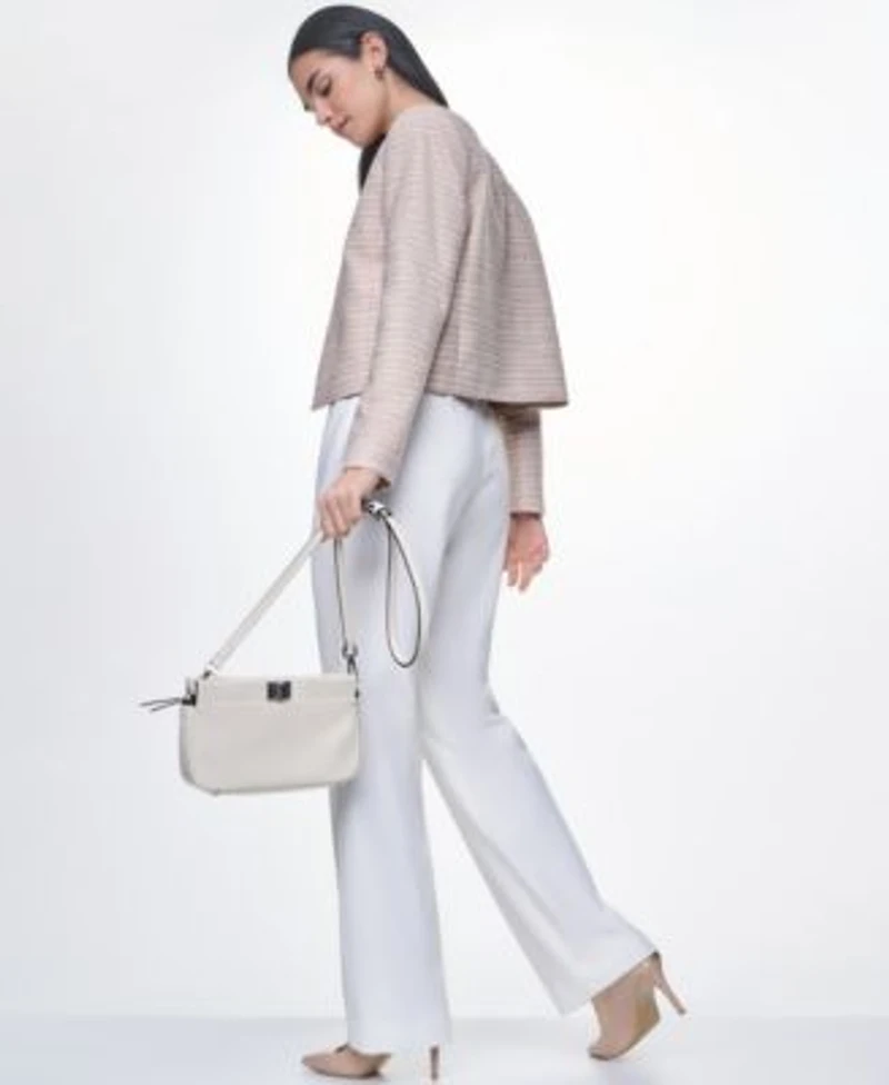 Calvin Klein Womens Long Sleeve Open Front Jacket Square Neck Sleeveless Top Modern Fit Mid Rise Pants