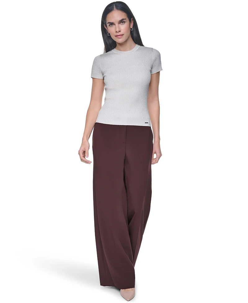 Calvin Klein Women's Crewneck Short-Sleeve Sweater Top